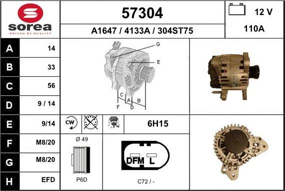 EAI 57304 - Generator alexcarstop-ersatzteile.com