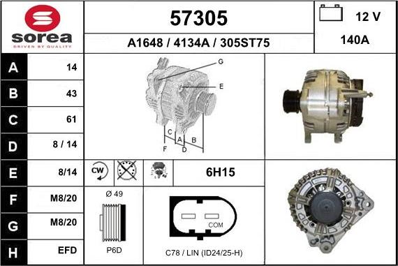 EAI 57305 - Generator alexcarstop-ersatzteile.com