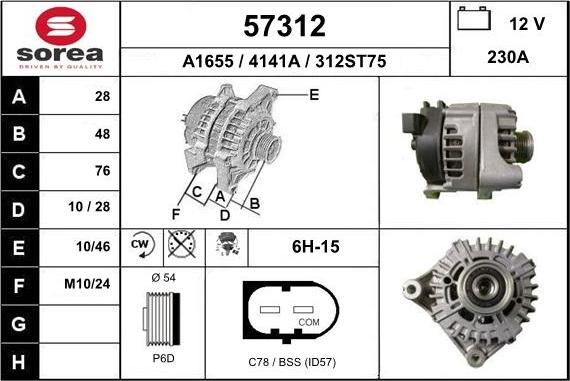 EAI 57312 - Generator alexcarstop-ersatzteile.com