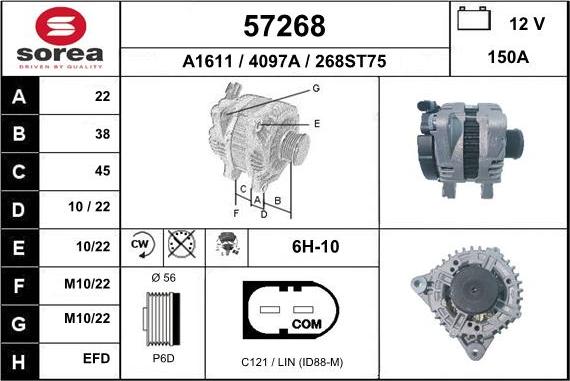 EAI 57268 - Generator alexcarstop-ersatzteile.com