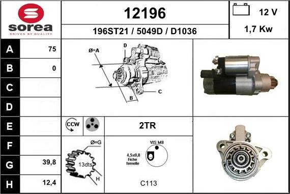 EAI 12196 - Starter alexcarstop-ersatzteile.com