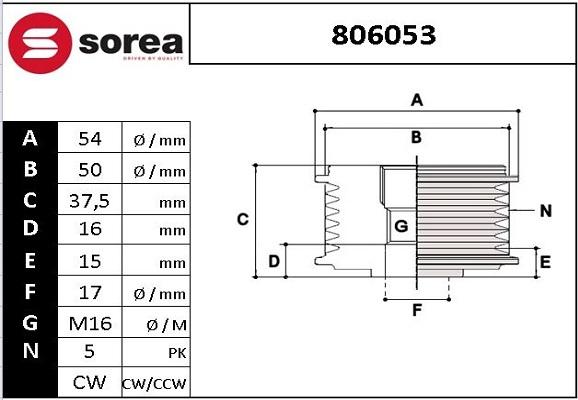 EAI 806053 - Riemenscheibe, Generator alexcarstop-ersatzteile.com