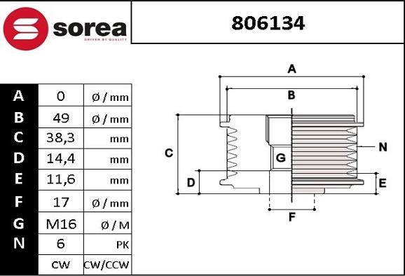 EAI 806134 - Riemenscheibe, Generator alexcarstop-ersatzteile.com