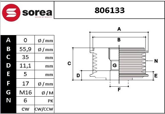 EAI 806133 - Riemenscheibe, Generator alexcarstop-ersatzteile.com