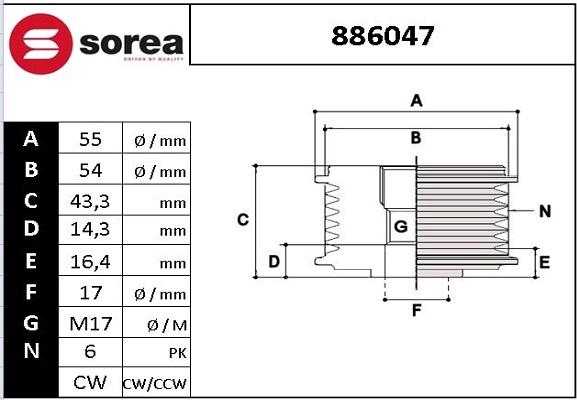 EAI 886047 - Riemenscheibe, Generator alexcarstop-ersatzteile.com