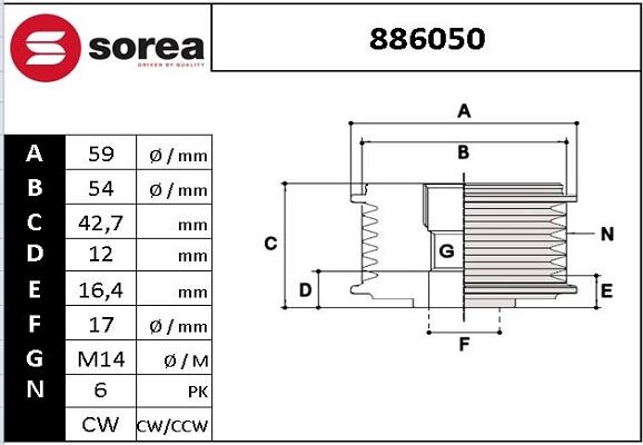 EAI 886050 - Riemenscheibe, Generator alexcarstop-ersatzteile.com