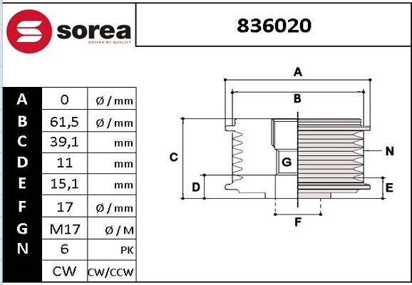 EAI 836020 - Riemenscheibe, Generator alexcarstop-ersatzteile.com