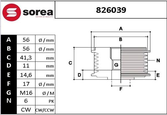 EAI 826039 - Riemenscheibe, Generator alexcarstop-ersatzteile.com