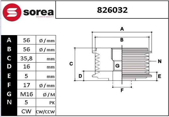 EAI 826032 - Riemenscheibe, Generator alexcarstop-ersatzteile.com