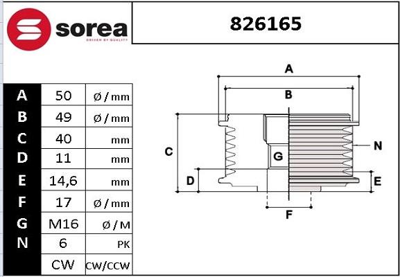 EAI 826165 - Riemenscheibe, Generator alexcarstop-ersatzteile.com