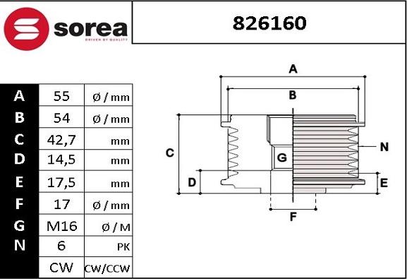 EAI 826160 - Riemenscheibe, Generator alexcarstop-ersatzteile.com