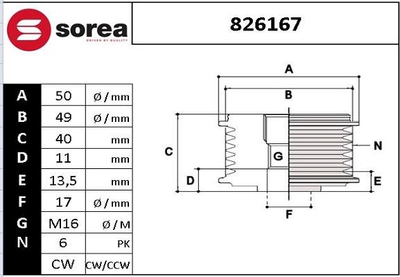 EAI 826167 - Riemenscheibe, Generator alexcarstop-ersatzteile.com