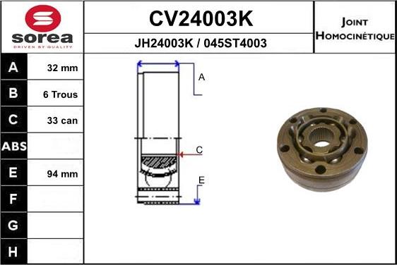 EAI CV24003K - Gelenksatz, Antriebswelle alexcarstop-ersatzteile.com