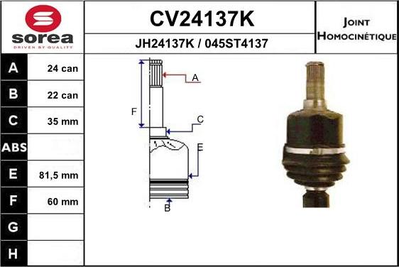 EAI CV24137K - Gelenksatz, Antriebswelle alexcarstop-ersatzteile.com