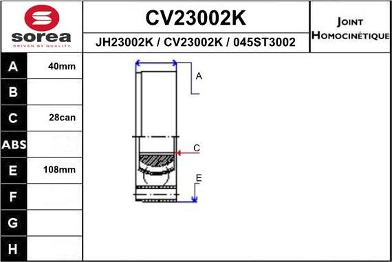 EAI CV23002K - Gelenksatz, Antriebswelle alexcarstop-ersatzteile.com