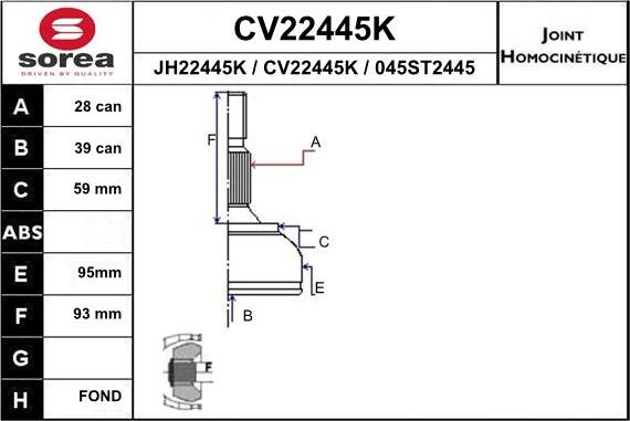 EAI CV22445K - Gelenksatz, Antriebswelle alexcarstop-ersatzteile.com