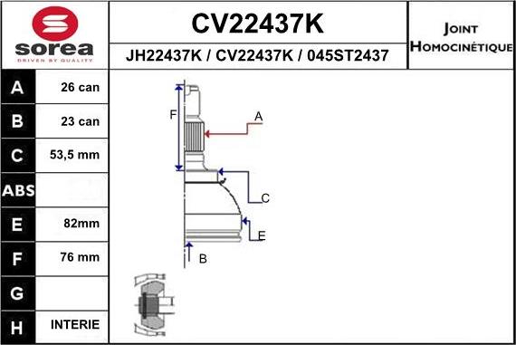 EAI CV22437K - Gelenksatz, Antriebswelle alexcarstop-ersatzteile.com