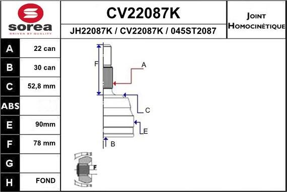 EAI CV22087K - Gelenksatz, Antriebswelle alexcarstop-ersatzteile.com