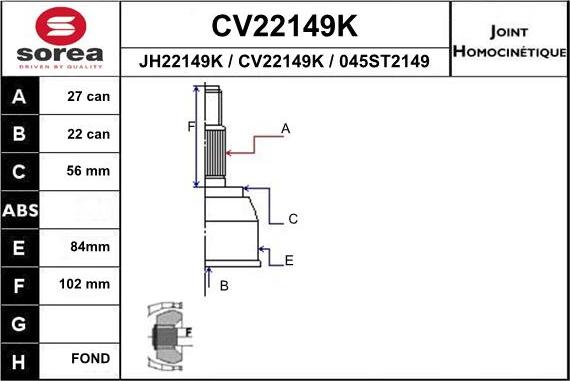 EAI CV22149K - Gelenksatz, Antriebswelle alexcarstop-ersatzteile.com