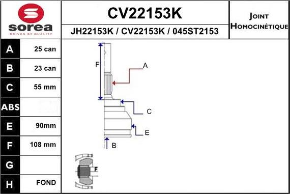 EAI CV22153K - Gelenksatz, Antriebswelle alexcarstop-ersatzteile.com