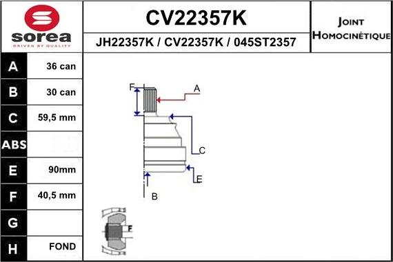 EAI CV22357K - Gelenksatz, Antriebswelle alexcarstop-ersatzteile.com