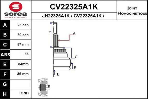 EAI CV22325A1K - Gelenksatz, Antriebswelle alexcarstop-ersatzteile.com