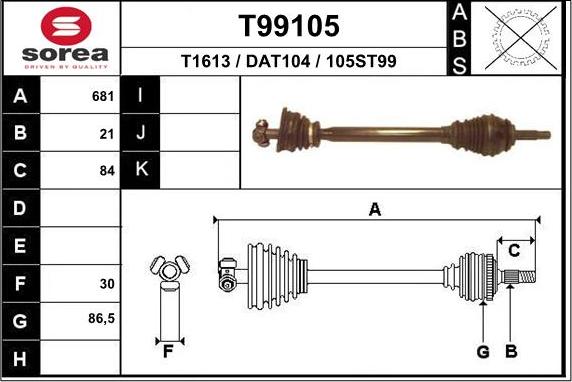 EAI T99105 - Antriebswelle alexcarstop-ersatzteile.com