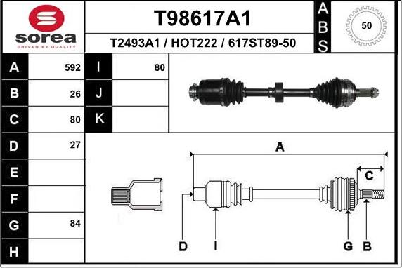 EAI T98617A1 - Antriebswelle alexcarstop-ersatzteile.com