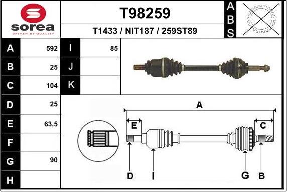 EAI T98259 - Antriebswelle alexcarstop-ersatzteile.com