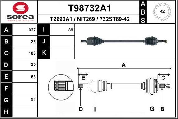 EAI T98732A1 - Antriebswelle alexcarstop-ersatzteile.com