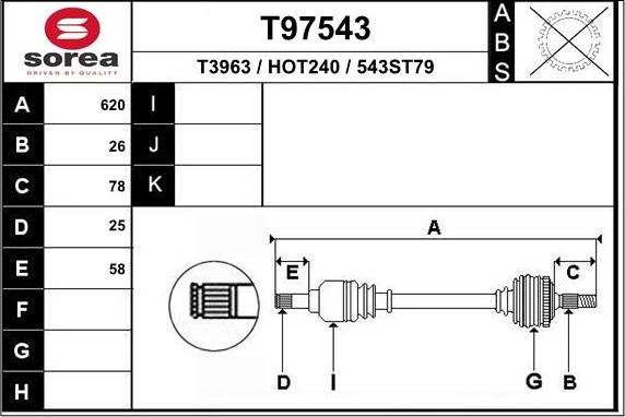 EAI T97543 - Antriebswelle alexcarstop-ersatzteile.com