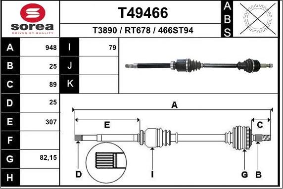 EAI T49466 - Antriebswelle alexcarstop-ersatzteile.com