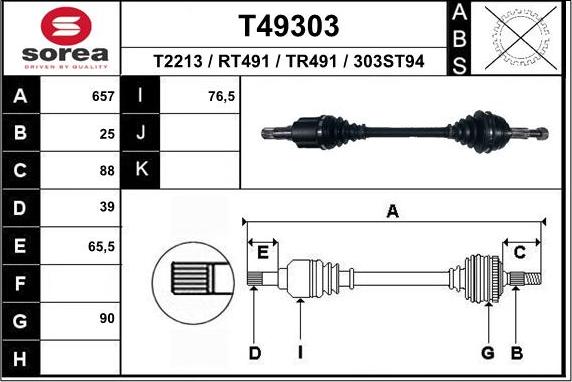 EAI T49303 - Antriebswelle alexcarstop-ersatzteile.com