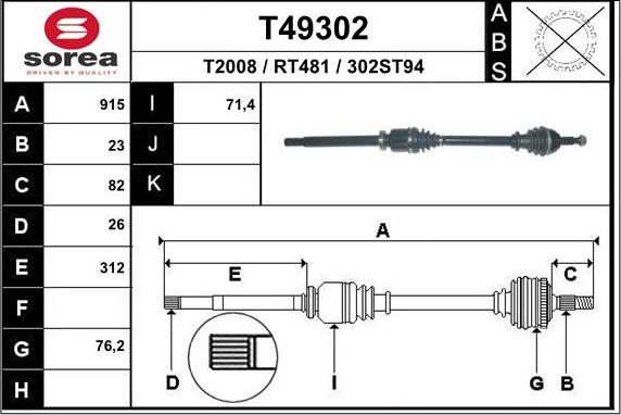 EAI T49302 - Antriebswelle alexcarstop-ersatzteile.com