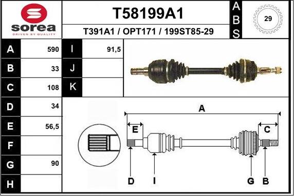 EAI T58199A1 - Antriebswelle alexcarstop-ersatzteile.com