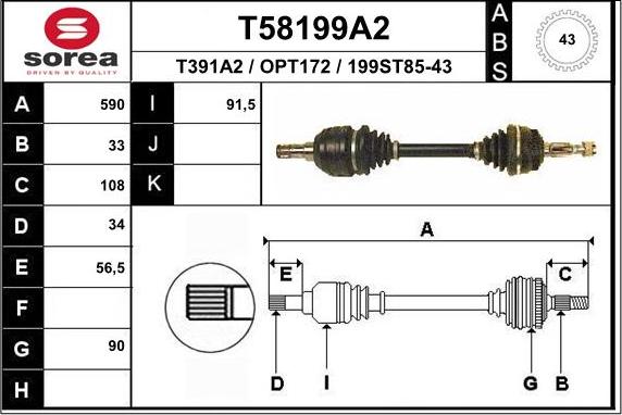 EAI T58199A2 - Antriebswelle alexcarstop-ersatzteile.com