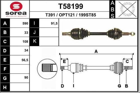 EAI T58199 - Antriebswelle alexcarstop-ersatzteile.com