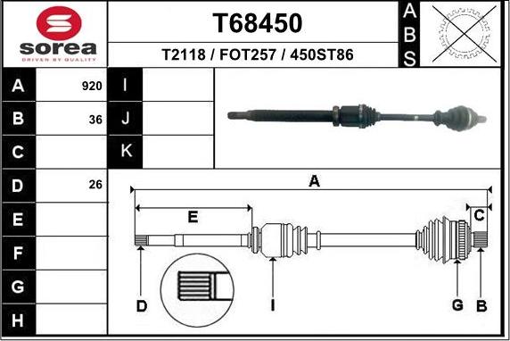 EAI T68450 - Antriebswelle alexcarstop-ersatzteile.com