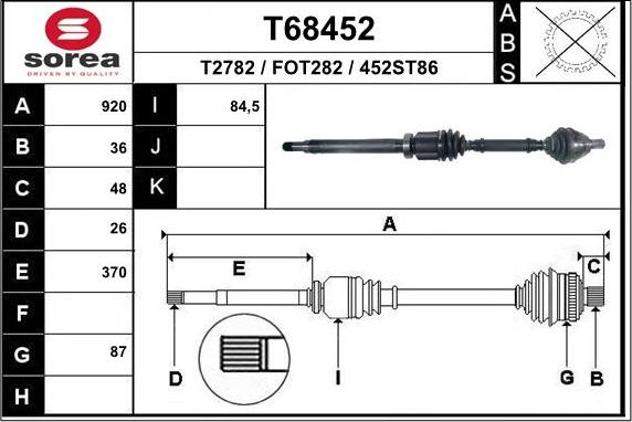 EAI T68452 - Antriebswelle alexcarstop-ersatzteile.com