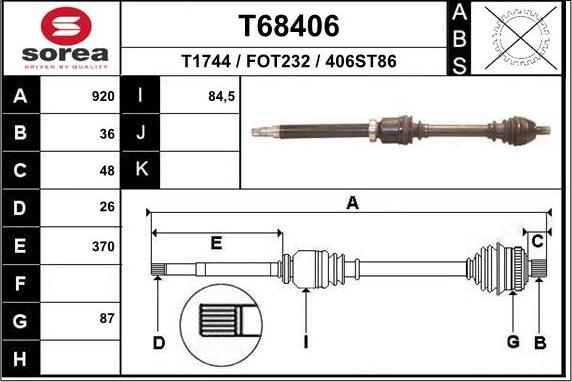 EAI T68406 - Antriebswelle alexcarstop-ersatzteile.com