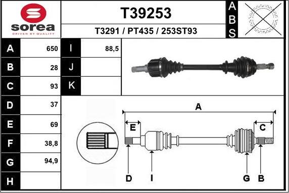 EAI T39253 - Antriebswelle alexcarstop-ersatzteile.com