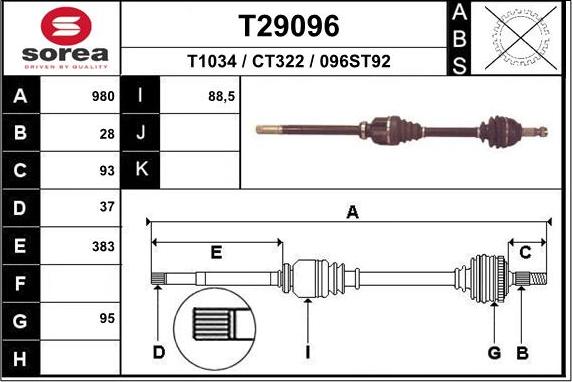 EAI T29096 - Antriebswelle alexcarstop-ersatzteile.com