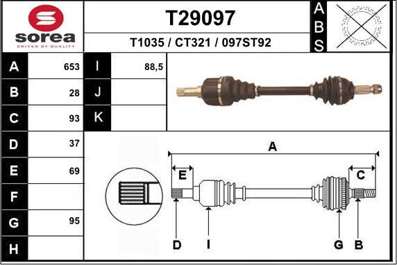 EAI T29097 - Antriebswelle alexcarstop-ersatzteile.com