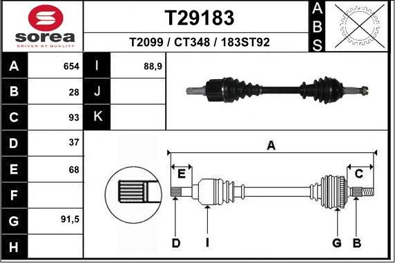 EAI T29183 - Antriebswelle alexcarstop-ersatzteile.com