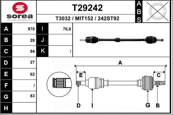 EAI T29242 - Antriebswelle alexcarstop-ersatzteile.com