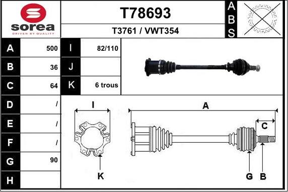 EAI T78693 - Antriebswelle alexcarstop-ersatzteile.com