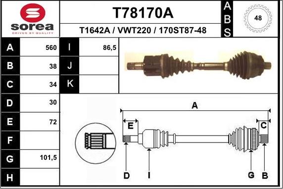 EAI T78170A - Antriebswelle alexcarstop-ersatzteile.com