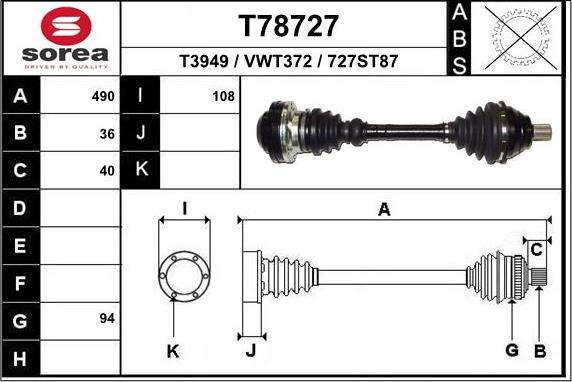 EAI T78727 - Antriebswelle alexcarstop-ersatzteile.com