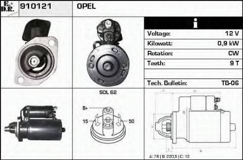 EDR 910121 - Starter alexcarstop-ersatzteile.com