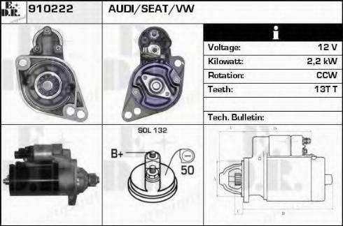 EDR 910222 - Starter alexcarstop-ersatzteile.com